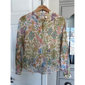 Femme Fatale Italy Paisley Floral Print Blouse Spring Lightweight